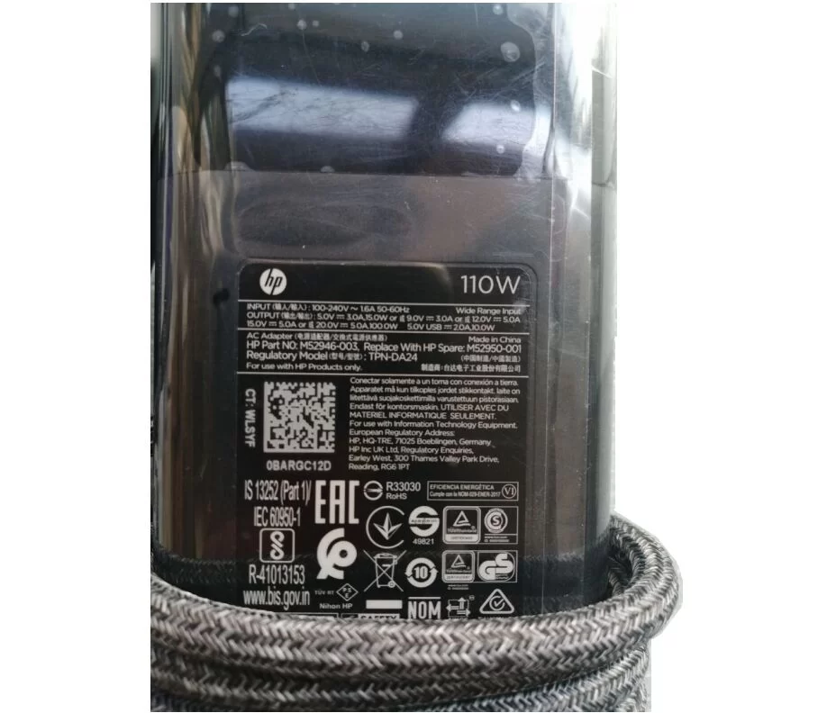 Genuine 110W USB-C/USB-A HP Dragonfly G3 7C8A7US Charger AC Adapter + Cable