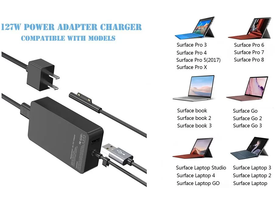 Genuine 127W Microsoft Surface Book 2 Adapter Charger + Free Cable