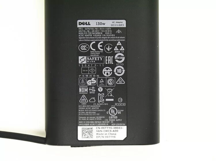 Original 130W Dell 06TTY6 6TTY6 3XC39 AC Adapter Charger + Free Cord Original 130W Dell 06TTY6 6TTY6 3XC39 AC Adapter Charger + Free Cord