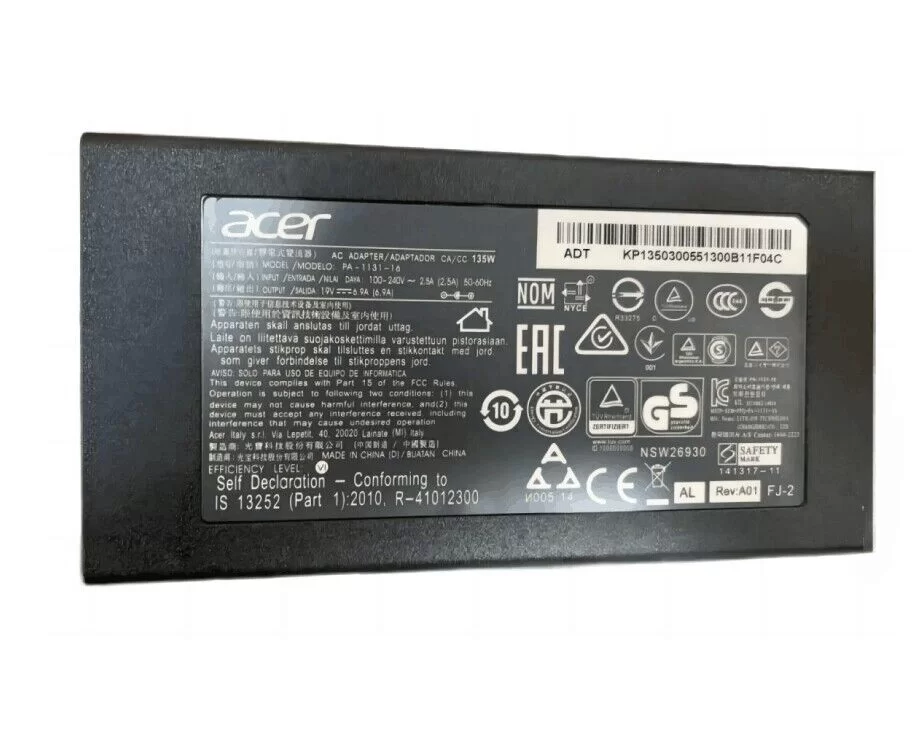 Genuine 19V 6.9A 135W Acer ADP-135KB T AC Adapter Charger + Cable