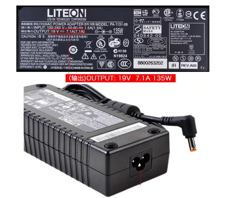 Genuine 135W Acer 0317A19135 Adapter Charger + Free Cord