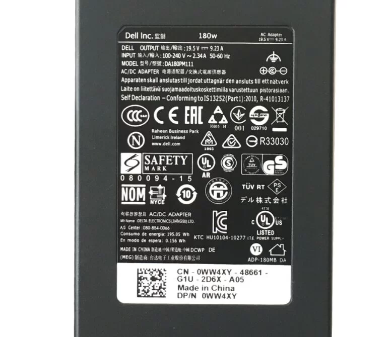 Genuine 180W Dell 0NT4WV Docking Station Adapter Charger + Free Cord