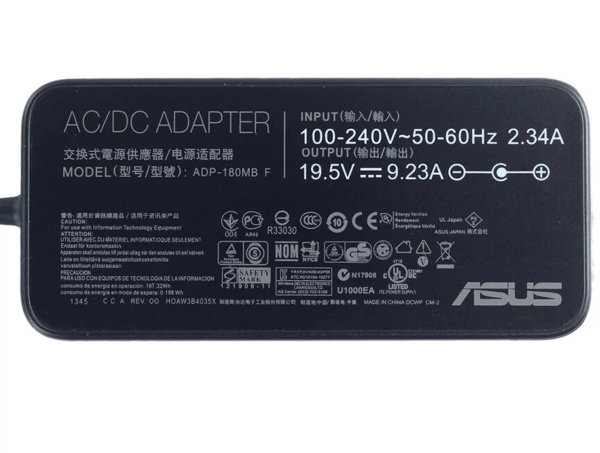 Genuine 180W Asus 04G266009420 G55 G55VW Adapter Charger + Free Cord