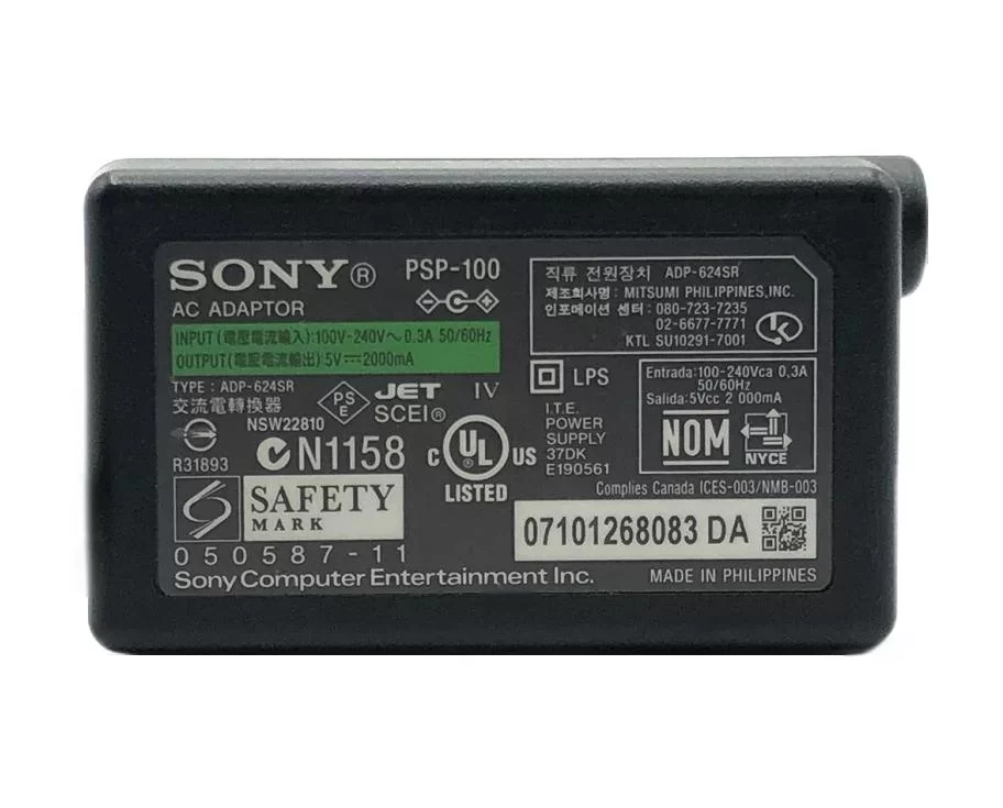 Genuine 5V 2000mA Sony PSP 1005 2005 3005 Charger AC Adapter + Cable