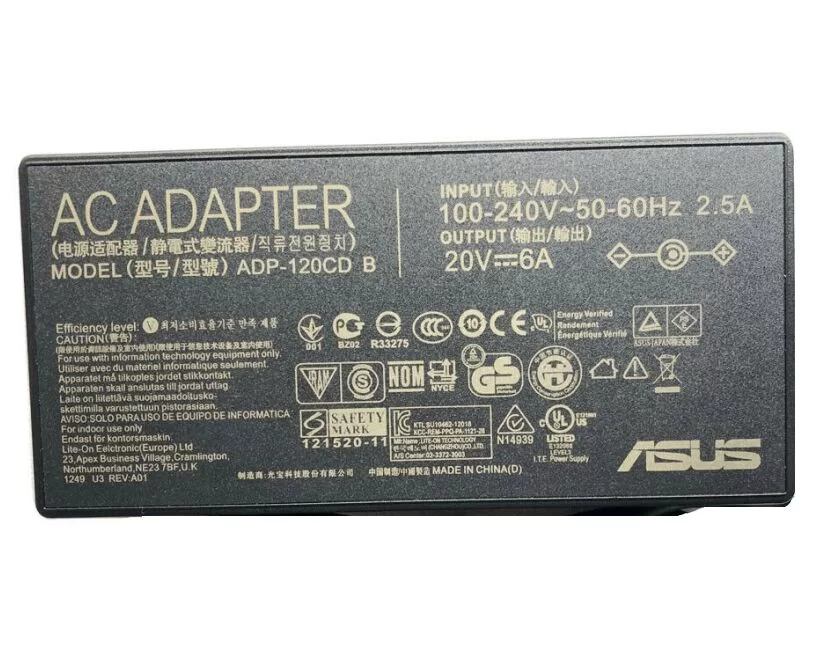 Genuine 120W 20V 6A Asus 04G266010800 Adapter Charger + Free Cable