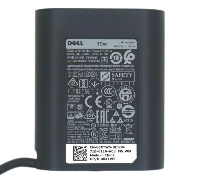 Genuine 30W USB-C Dell 492-BBSP Adapter Charger + Free Cable