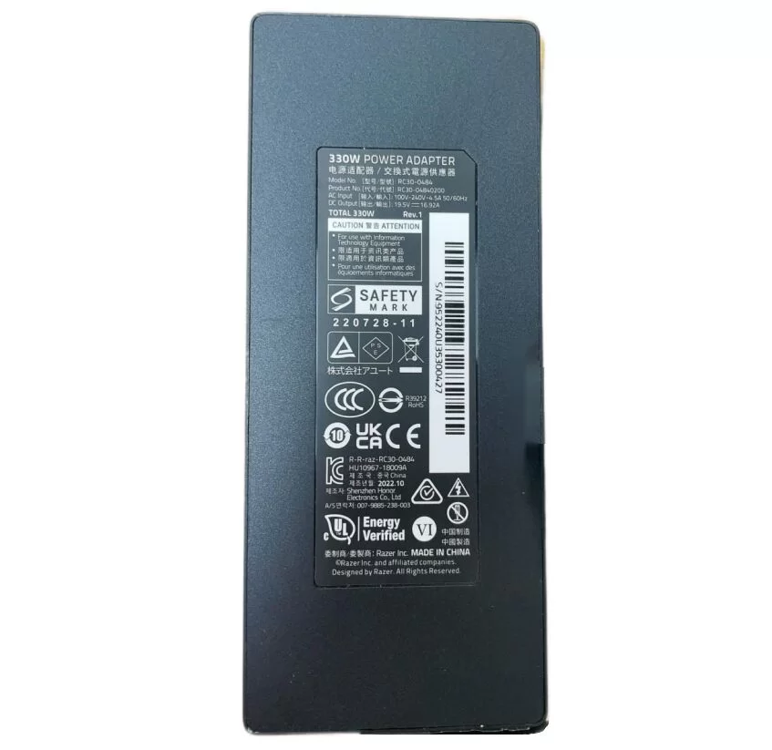 Genuine 19.5V 16.92A 330W Razer RC30-04840200 Adapter Charger + Cable