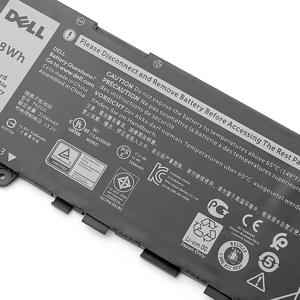 Original 3166mAh 38Wh Battery For Dell 0F62G0