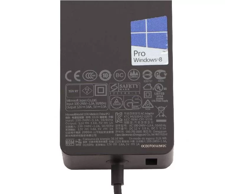 Original 43W Microsoft Surface 10.6 Windows 8 2 Pro Adapter Charger