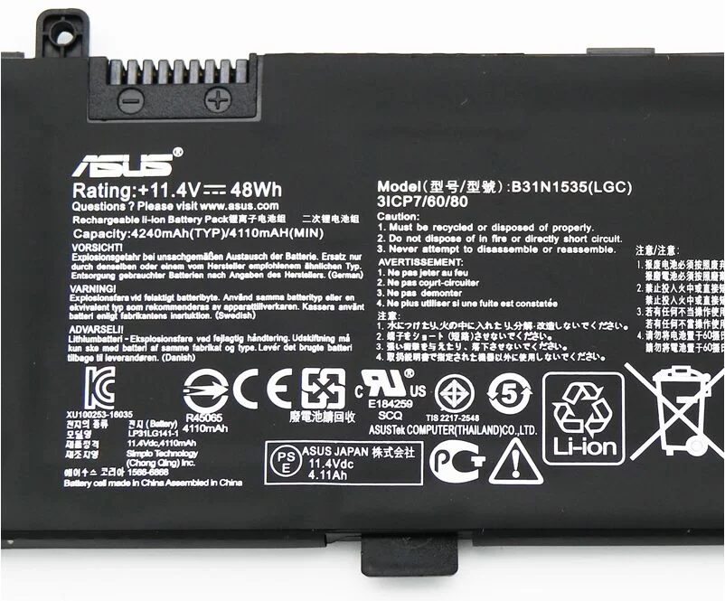 Genuine 4110mAh 48Wh Battery For Asus B31N1535