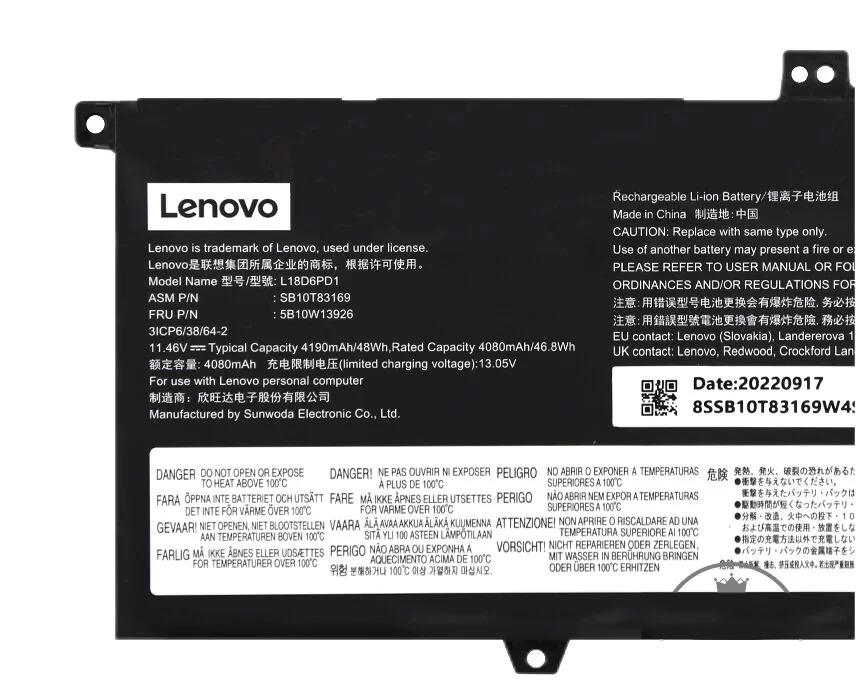Genuine 4190mAh 48Wh Battery for Lenovo L18C6PD1