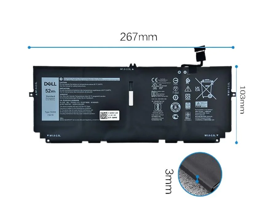 Genuine 6500mAh 52Wh Battery for Dell 2XXFW