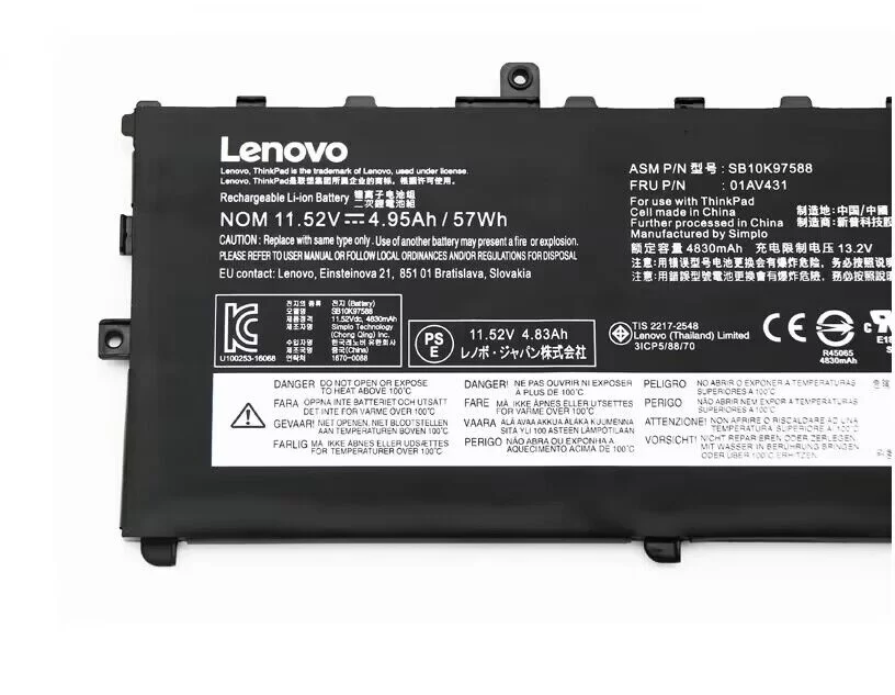 Genuine 4950mAh 57Wh Battery for Lenovo 01AV429