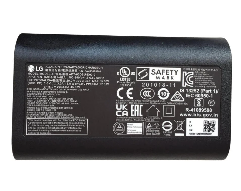 Genuine 65W USB-C LG ADT-65FSU-D03-EPK Charger AC Adapter + Cable