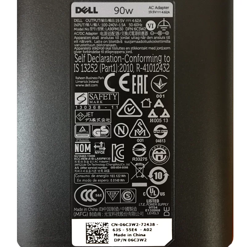 Genuine 19.5V 4.62A 90W Dell 0JCF3V AC Adapter Charger + Free Cord