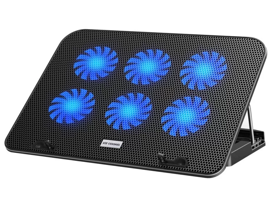 Adjustable Foldable Computer Silent Fan Radiator Base Bracket Laptop Stand for 11 inch to 15.6 inch Blue And Black