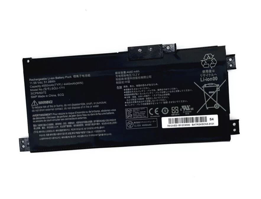 11.55V 4440mAh 51.28Wh Battery For Hasee 911Air SQU-1711