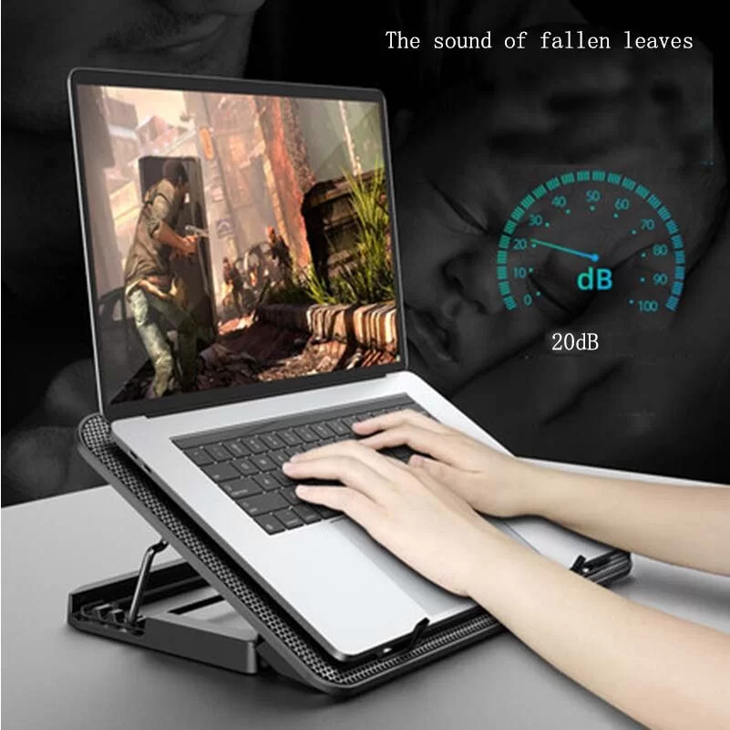 Adjustable Foldable Computer Silent Fan Radiator Base Bracket Laptop Stand for 11 inch to 15.6 inch Red And Black