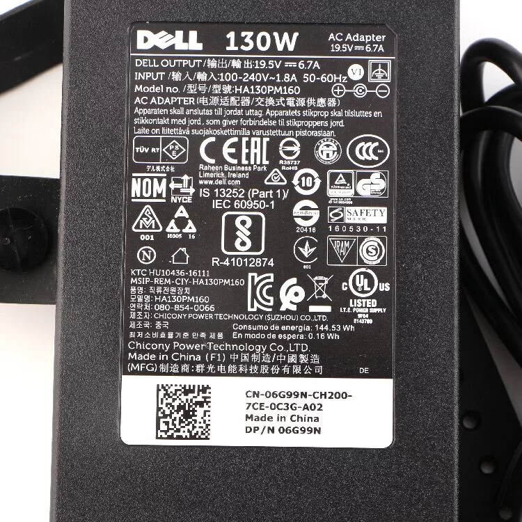 Original 130W Dell LA130PM121 Charger AC Adapter + Free Cord